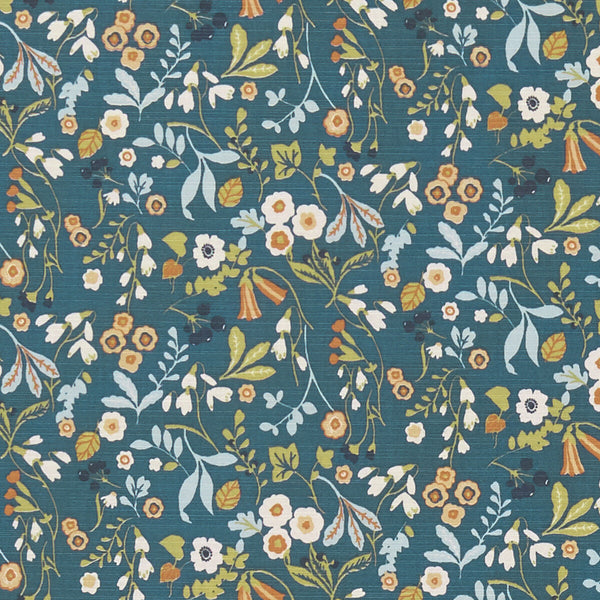 Ashbee - Denim/Spice  By Clarke And Clarke | Sherwood By Studio G For C&C | Botanical & Floral Multipurpose Print
