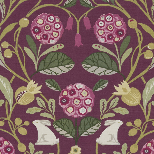 Forester - Plum  By Clarke And Clarke | Sherwood By Studio G For C&C |Animal/Insects Flora & Fauna Multipurpose Print