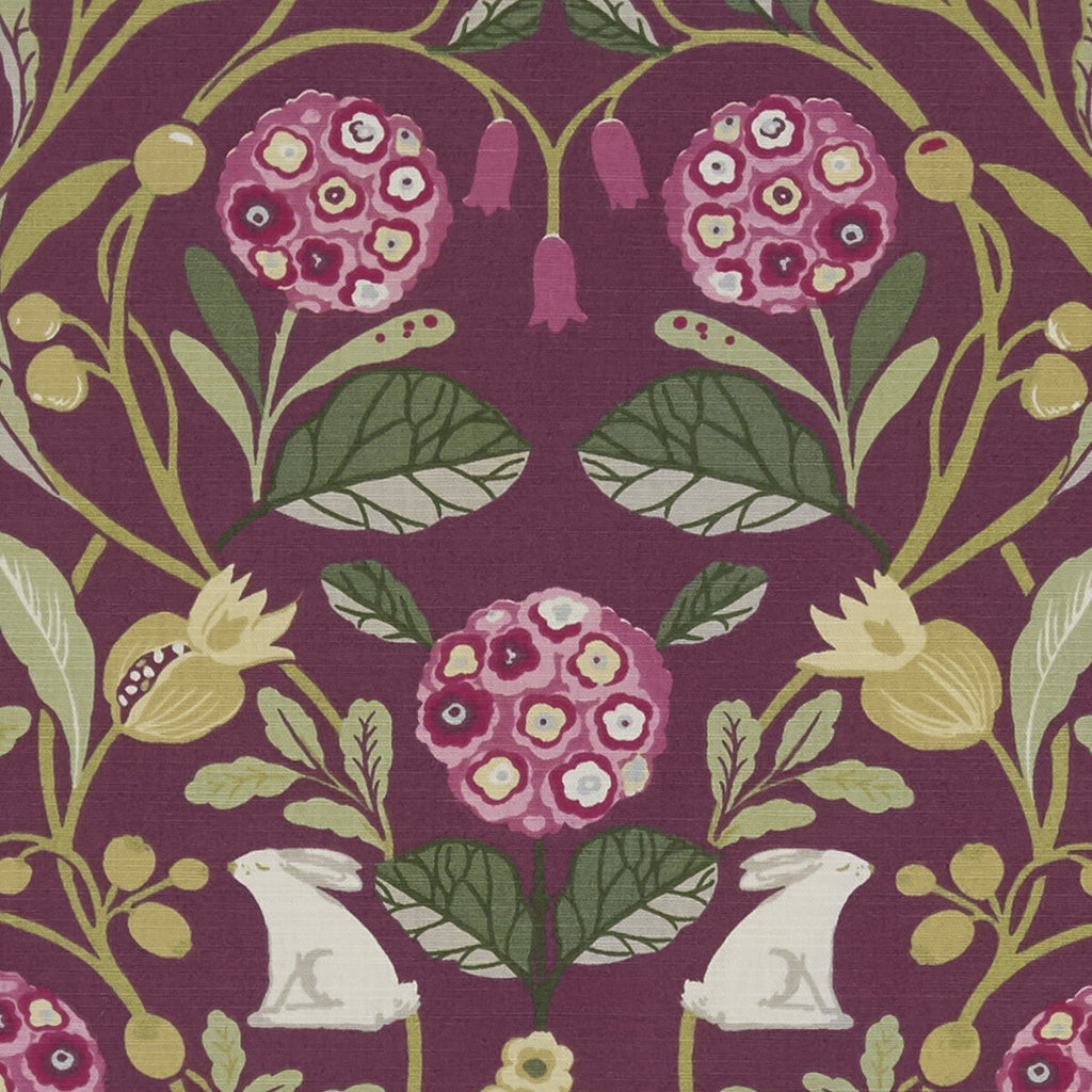 Samples and Purchasing available for Forester - Plum  By Clarke And Clarke | Sherwood By Studio G For C&C |Animal/Insects Flora & Fauna Multipurpose Print at Designer Wallcoverings and Fabrics