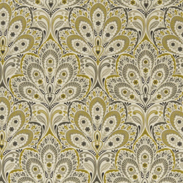 Persia - Charcoal/Ochre  By Clarke And Clarke | Clarke & Clarke Eden | Paisley Multipurpose Print
