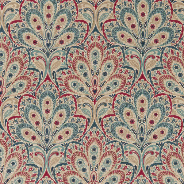 Persia - Denim/Raspberry  By Clarke And Clarke | Clarke & Clarke Eden | Paisley Multipurpose Print