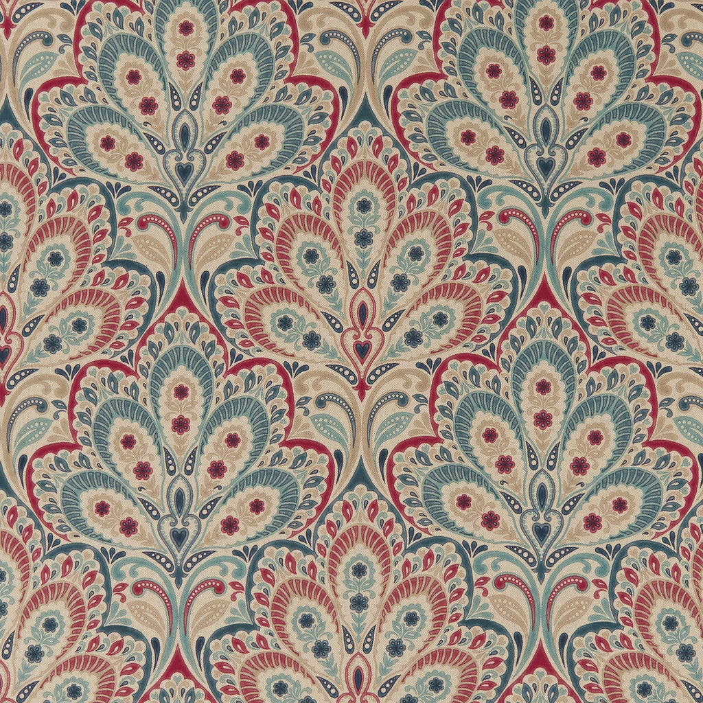 Samples and Purchasing available for Persia - Denim/Raspberry  By Clarke And Clarke | Clarke & Clarke Eden | Paisley Multipurpose Print at Designer Wallcoverings and Fabrics