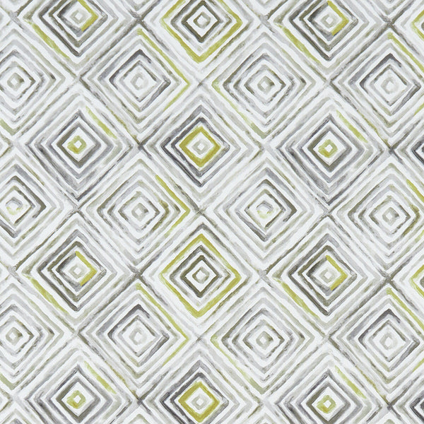 Otis - Chartreuse/Charcoal  By Clarke And Clarke | Palmero By Studio G For C&C |Modern Geometric Multipurpose Print