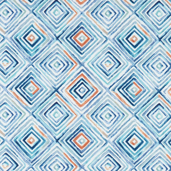 Otis - Denim/Spice  By Clarke And Clarke | Palmero By Studio G For C&C |Modern Geometric Multipurpose Print