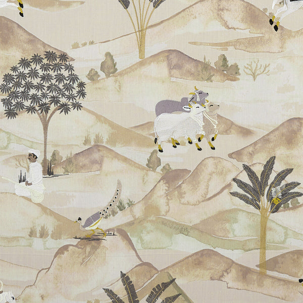 Sahara - Charcoal/Ochre  By Clarke And Clarke | Clarke & Clarke Prince Of Persia | Animal/Insects Multipurpose Print