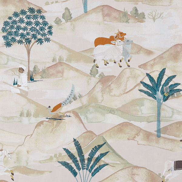 Sahara - Teal/Spice  By Clarke And Clarke | Clarke & Clarke Prince Of Persia | Animal/Insects Multipurpose Print