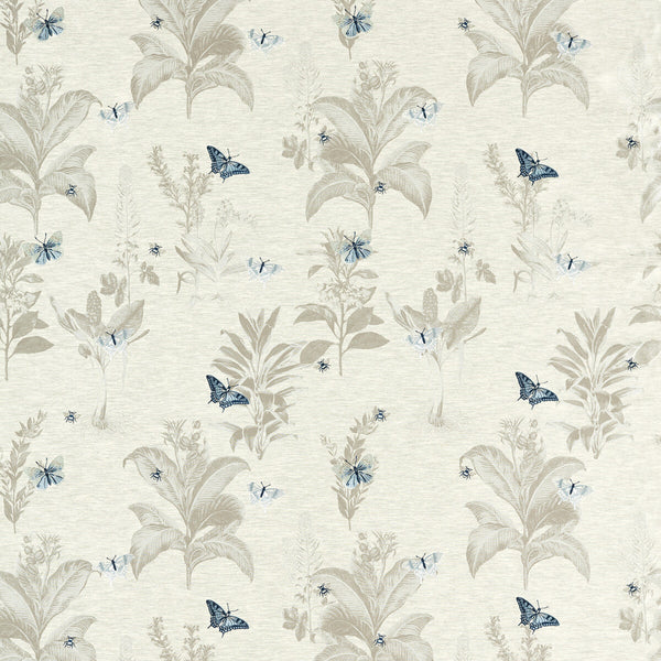 Monarch - Mineral/Denim Ivory By Clarke And Clarke | Clarke & Clarke Botanist | Flora & Fauna Multipurpose