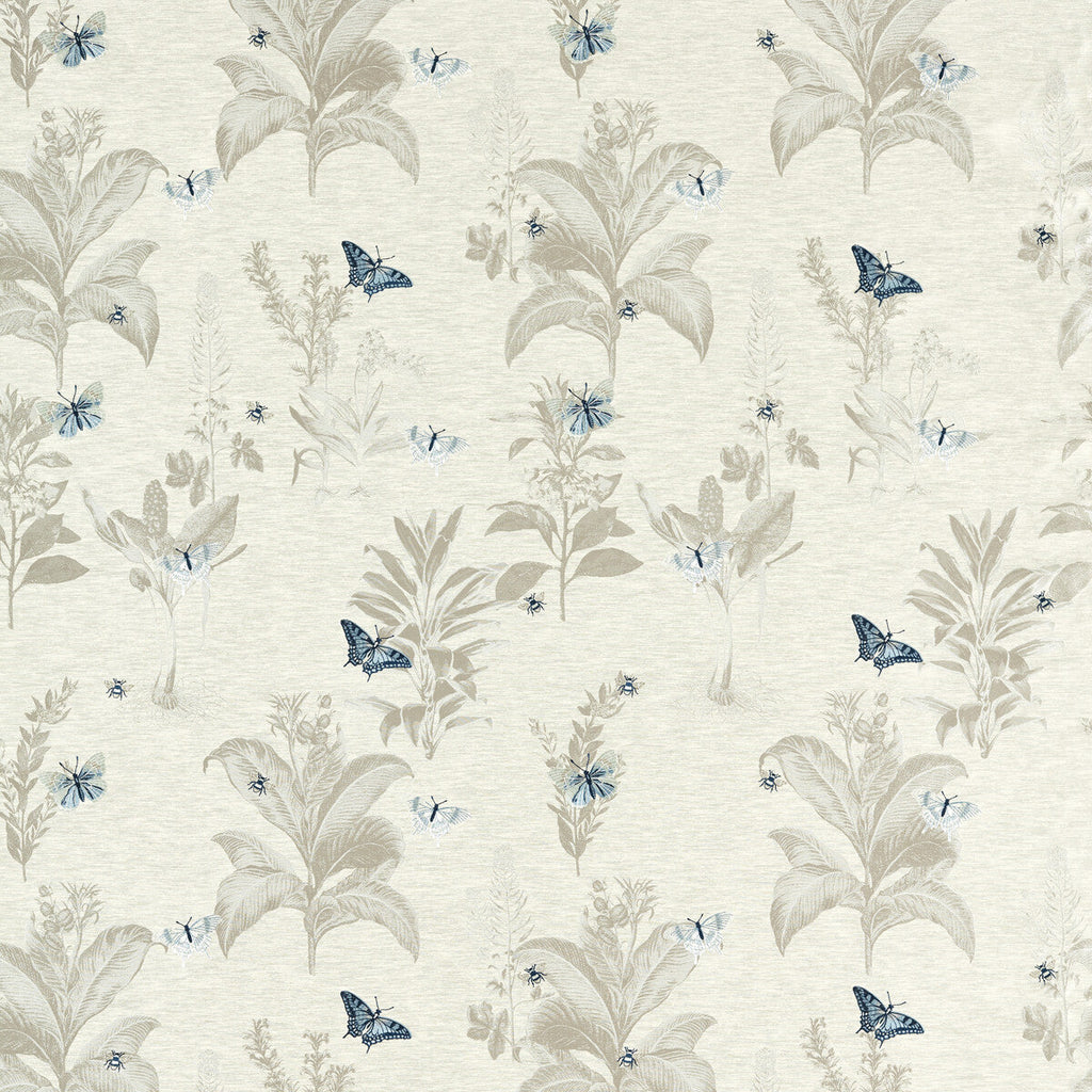 Samples and Purchasing available for Monarch - Mineral/Denim Ivory By Clarke And Clarke | Clarke & Clarke Botanist | Flora & Fauna Multipurpose  at Designer Wallcoverings and Fabrics