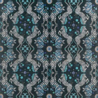 Caspian Velvet - Navy Blue By Clarke And Clarke | Wilderie By Emma J Shipley For C&C |Animal/Insects Novelty Multipurpose Print