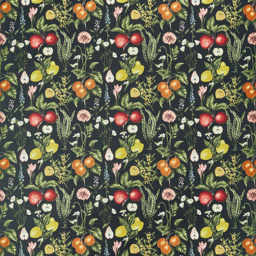 Samples and Purchasing available for Sorento - Ebony Velvet Black By Clarke And Clarke | Clarke & Clarke Pomarium |Botanical & Floral  Multipurpose Print at Designer Wallcoverings and Fabrics