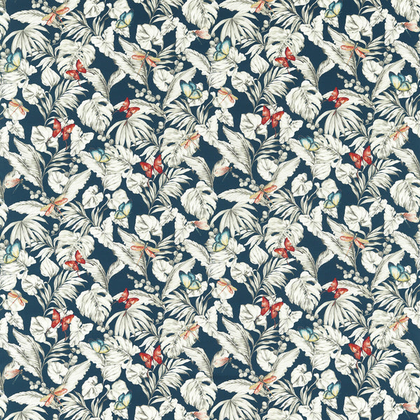 Acadia - Midnight Dark Blue By Clarke And Clarke | Amazonia By Studio G For C&C |Botanical & Floral  Multipurpose Print