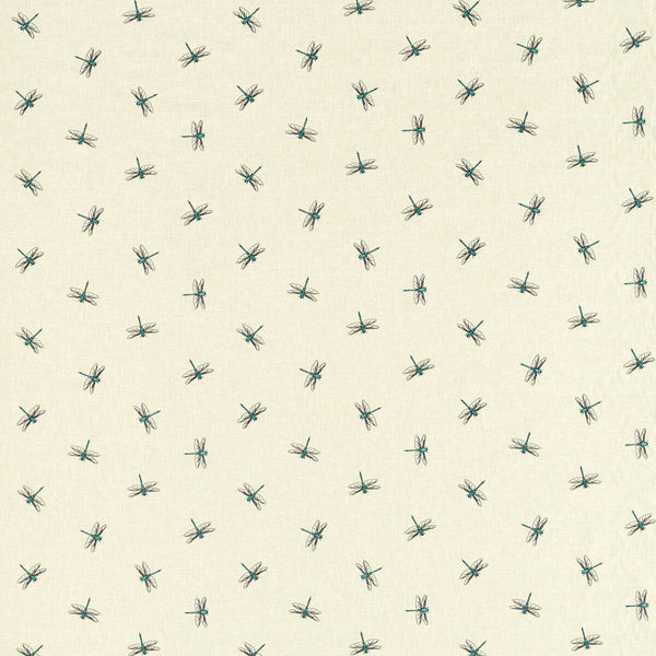 Damsel - Teal Teal By Clarke And Clarke | Amazonia By Studio G For C&C |Animal/Insects Novelty Drapery Embroidery
