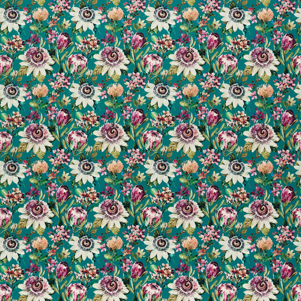 Paradise - Teal Velvet Multi By Clarke And Clarke | Amazonia By Studio G For C&C |Botanical & Floral  Multipurpose Print