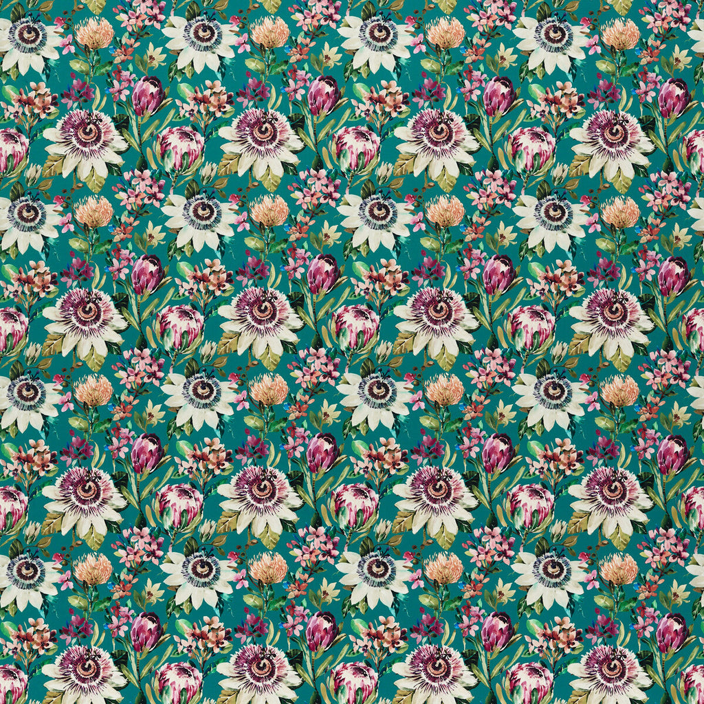 Samples and Purchasing available for Paradise - Teal Velvet Multi By Clarke And Clarke | Amazonia By Studio G For C&C |Botanical & Floral  Multipurpose Print at Designer Wallcoverings and Fabrics