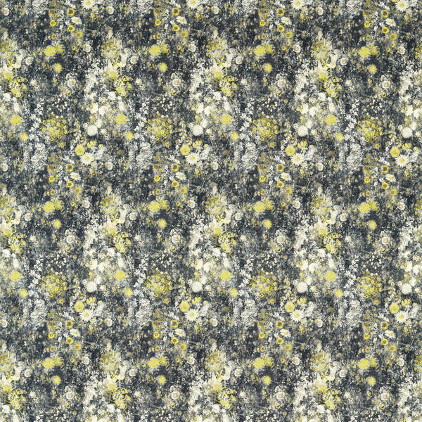 Rosedene - Charcoal/Chartreuse Charcoal By Clarke And Clarke | Country Escape By Studio G For C&C |Botanical & Floral  Multipurpose Print