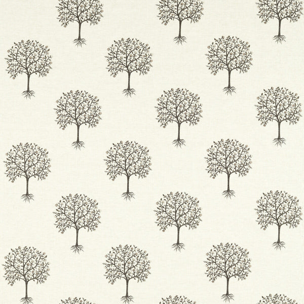 Bergamot - Charcoal/Linen Grey By Clarke And Clarke | Clarke & Clarke Vintage |Botanical & Floral Texture Drapery Embroidery