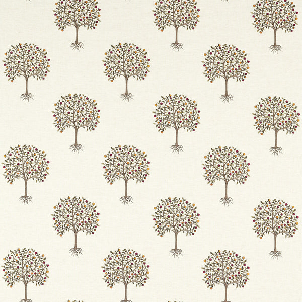 Bergamot - Multi/Linen Multi By Clarke And Clarke | Clarke & Clarke Vintage |Botanical & Floral Texture Drapery Embroidery