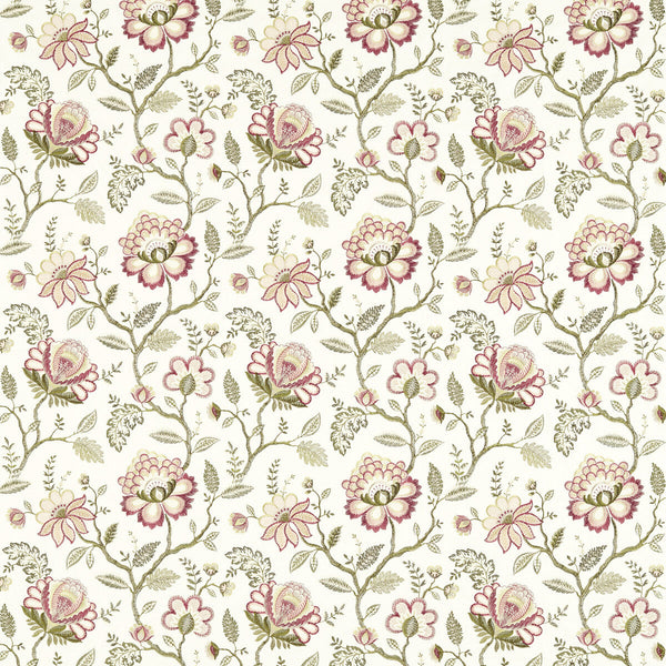 Adeline - Blush/Raspberry Multi By Clarke And Clarke | Clarke & Clarke Vintage |Botanical & Floral Texture Drapery Embroidery