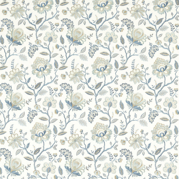 Adeline - Denim/Midnight Blue By Clarke And Clarke | Clarke & Clarke Vintage |Botanical & Floral Texture Drapery Embroidery