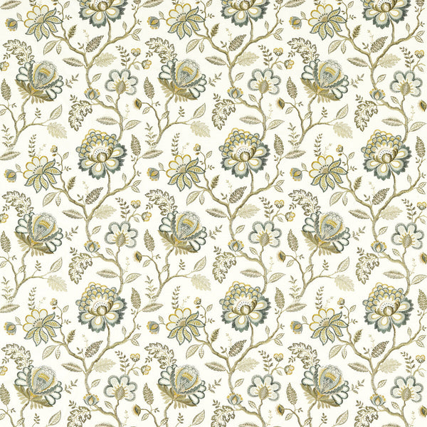 Adeline - Teal Teal By Clarke And Clarke | Clarke & Clarke Vintage |Botanical & Floral Texture Drapery Embroidery