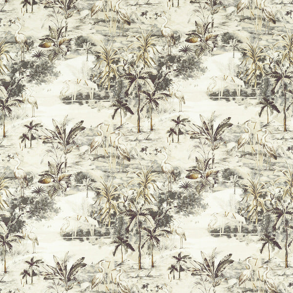 Habitat - Charcoal/Linen Charcoal By Clarke And Clarke | Clarke & Clarke Vintage |Animal/Insects Botanical & Floral Multipurpose Print