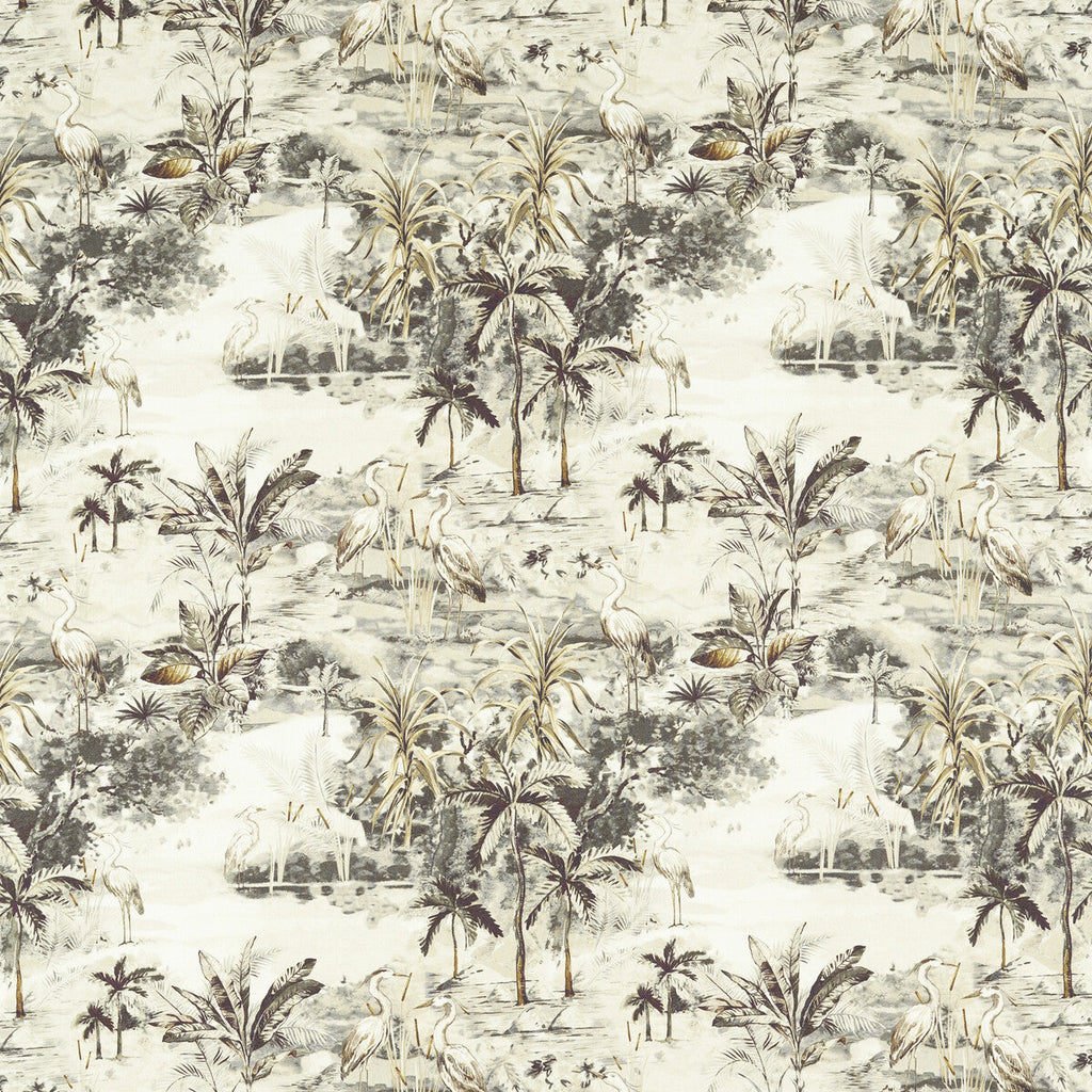 Samples and Purchasing available for Habitat - Charcoal/Linen Charcoal By Clarke And Clarke | Clarke & Clarke Vintage |Animal/Insects Botanical & Floral Multipurpose Print at Designer Wallcoverings and Fabrics