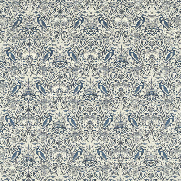 Nakuru - Midnight/Linen Blue By Clarke And Clarke | Clarke & Clarke Vintage |Botanical & Floral Texture Drapery Embroidery