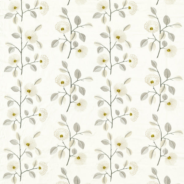 Monique - Natural/Pewter Grey By Clarke And Clarke | Clarke & Clarke Pavilion |Botanical & Floral Texture Drapery Embroidery