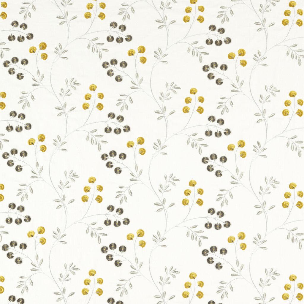 Samples and Purchasing available for Rochelle - Pewter/Chartreuse Grey By Clarke And Clarke | Clarke & Clarke Pavilion |Botanical & Floral Texture Drapery Embroidery at Designer Wallcoverings and Fabrics