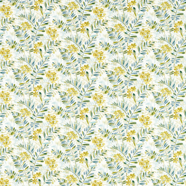 New Grove - Denim/Citrus Blue By Clarke And Clarke | Country Escape By Studio G For C&C |Botanical & Floral  Multipurpose Print