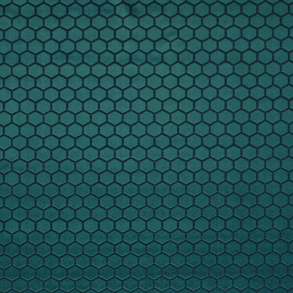 Hexa - Peacock Teal By Clarke And Clarke | Illusion By Studio G For C&C | Geometric Upholstery Velvet