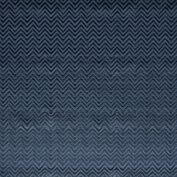 Nexus - Midnight Dark Blue By Clarke And Clarke | Illusion By Studio G For C&C | Flamestitch Upholstery Velvet