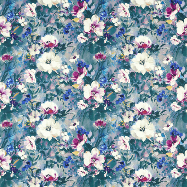 Rugosa - Damson Velvet Purple By Clarke And Clarke | Floral Flourish By Studio G For C&C |Botanical & Floral  Multipurpose Velvet