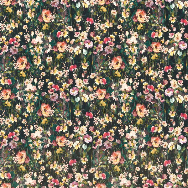 Wild Meadow - Noir Velvet Multi By Clarke And Clarke | Floral Flourish By Studio G For C&C |Botanical & Floral  Multipurpose Velvet