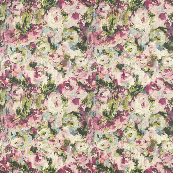 Kingsley - Multi Linen Purple By Clarke And Clarke | Floral Flourish By Studio G For C&C |Botanical & Floral  Multipurpose Print