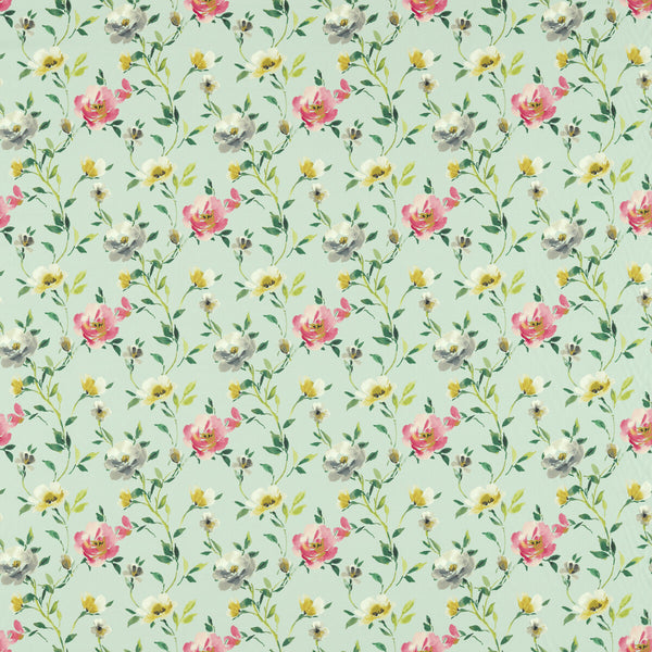 Serena - Mineral Turquoise By Clarke And Clarke | Floral Flourish By Studio G For C&C |Botanical & Floral  Multipurpose Print