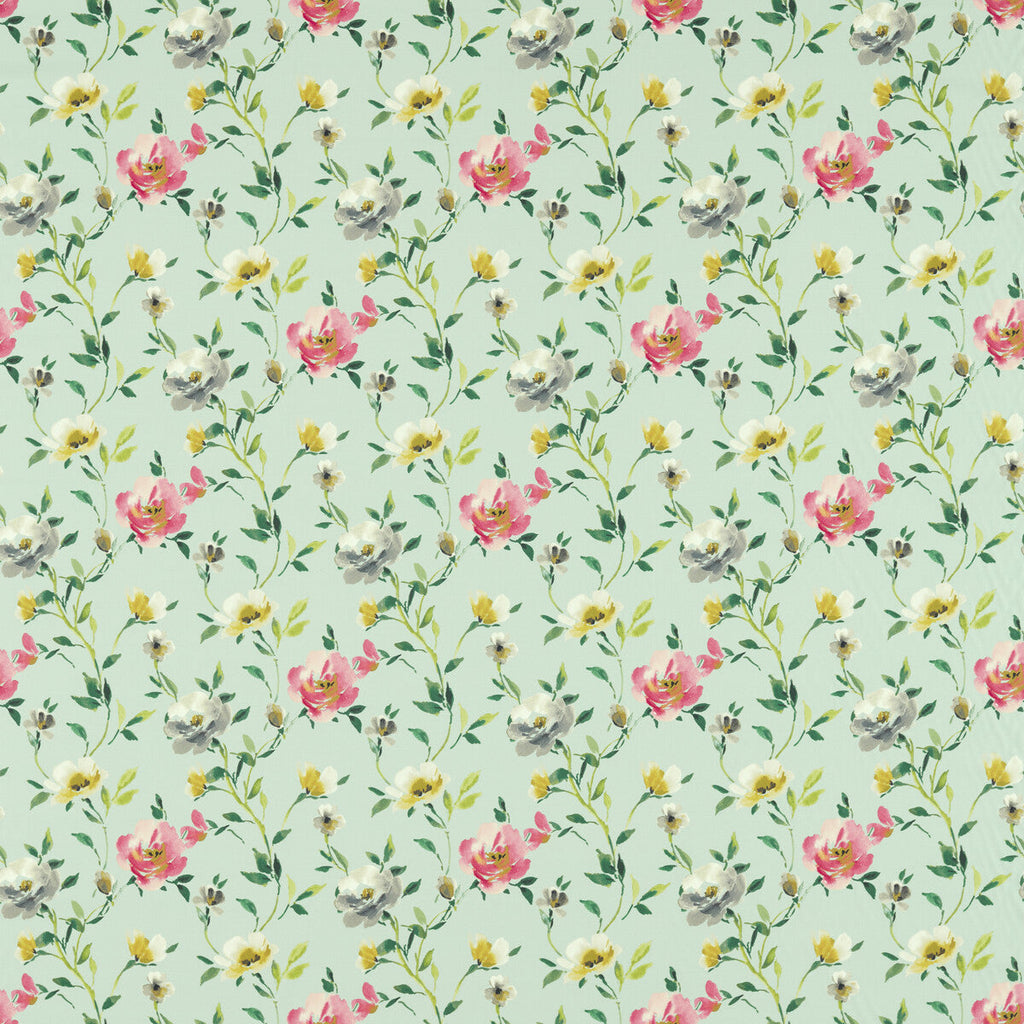 Samples and Purchasing available for Serena - Mineral Turquoise By Clarke And Clarke | Floral Flourish By Studio G For C&C |Botanical & Floral  Multipurpose Print at Designer Wallcoverings and Fabrics