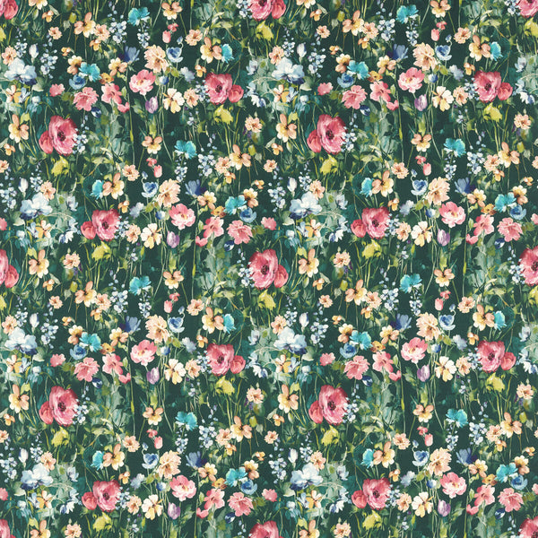 Wild Meadow - Forest Green By Clarke And Clarke | Floral Flourish By Studio G For C&C |Botanical & Floral  Multipurpose Print