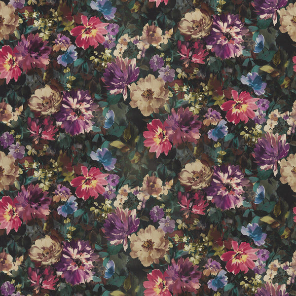 Tahiti - Amethyst/Emerald Velvet Purple By Clarke And Clarke | Clarke & Clarke Exotica 2 | Botanical & Floral Multipurpose Velvet