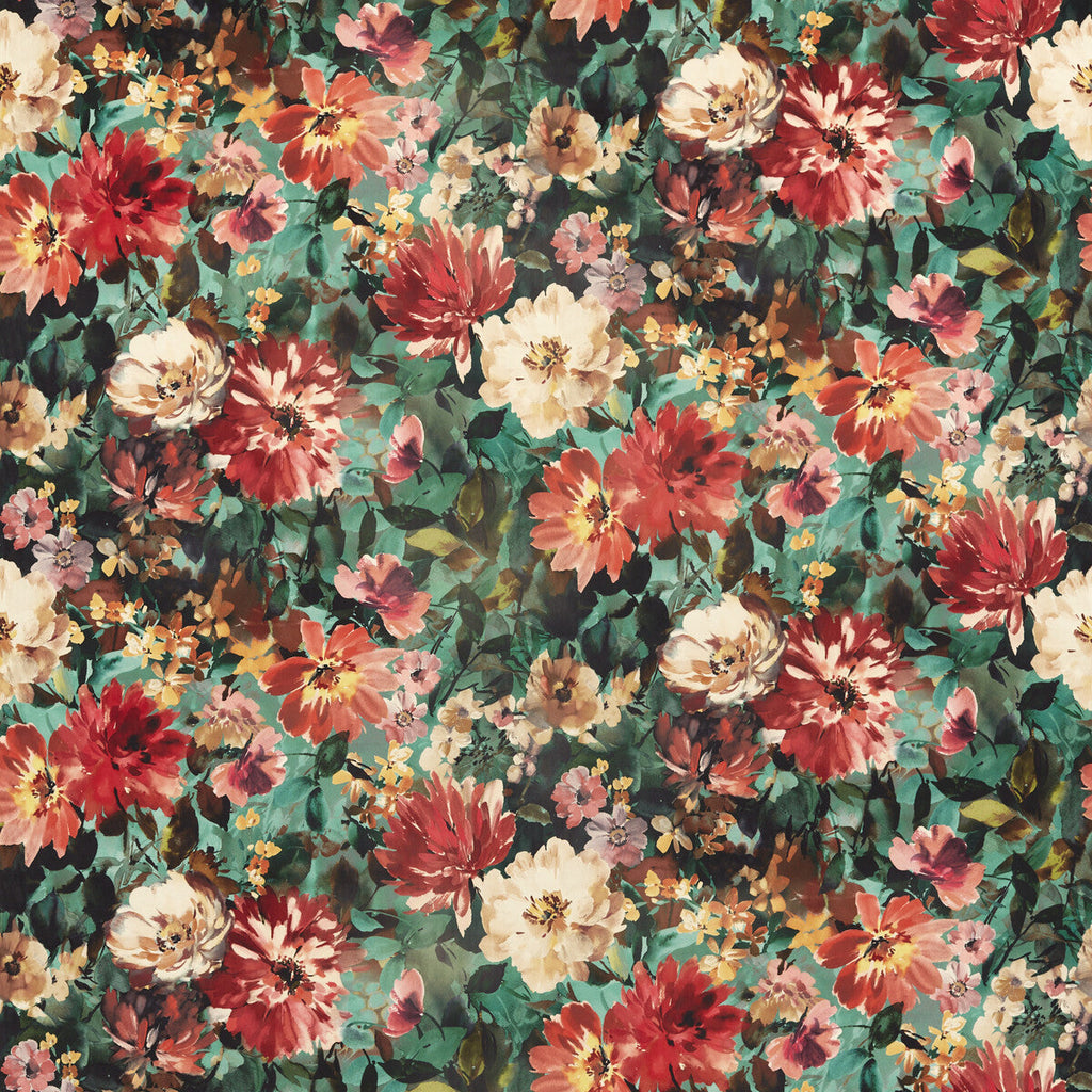 Samples and Purchasing available for Tahiti - Antique/Mineral Velvet Multi By Clarke And Clarke | Clarke & Clarke Exotica 2 | Botanical & Floral Multipurpose Velvet at Designer Wallcoverings and Fabrics