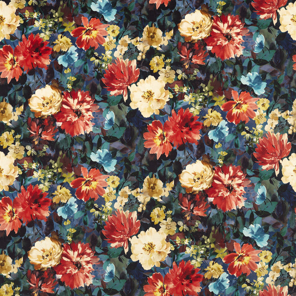 Tahiti - Midnight Velvet Multi By Clarke And Clarke | Clarke & Clarke Exotica 2 | Botanical & Floral Multipurpose Velvet