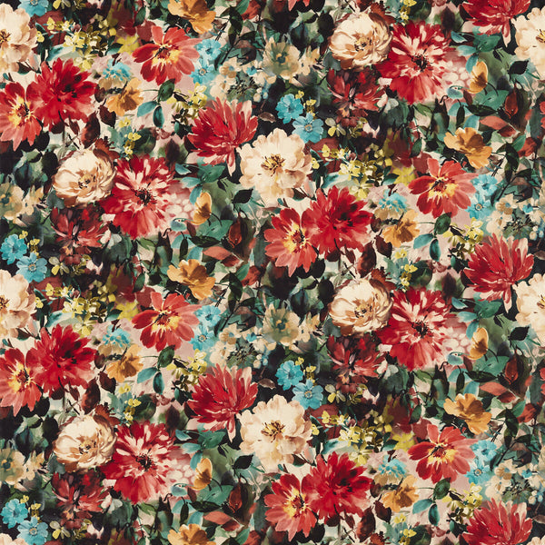 Tahiti - Rouge Velvet Multi By Clarke And Clarke | Clarke & Clarke Exotica 2 | Botanical & Floral Multipurpose Velvet