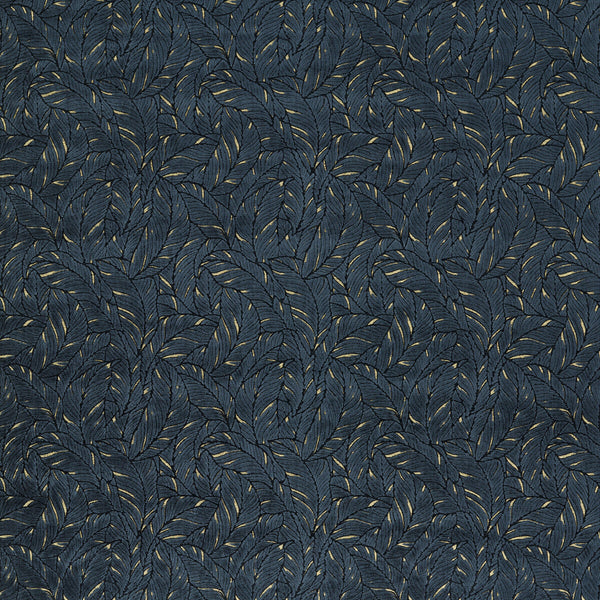 Selva - Midnight/Gold Velvet Dark Blue By Clarke And Clarke | Clarke & Clarke Exotica 2 | Botanical & Floral Upholstery Velvet