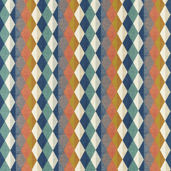 Denver - Multi Red By Clarke And Clarke | Formations By Studio G For C&C |Diamond Stripes Multipurpose Print