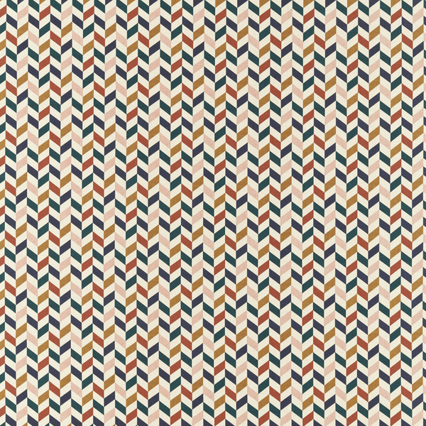 Phoenix - Retro Dark Blue By Clarke And Clarke | Formations By Studio G For C&C |Herringbone/Tweed Stripes Multipurpose Print