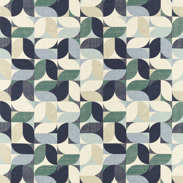 Reno - Mineral/Navy Dark Blue By Clarke And Clarke | Formations By Studio G For C&C |Geometric  Multipurpose Print
