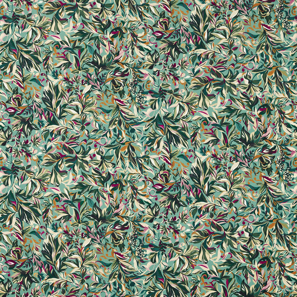 Ashbrook Velvet - Eau De Nil Green By Clarke And Clarke | Clarke & Clarke Ferndene | Botanical & Floral Upholstery Print
