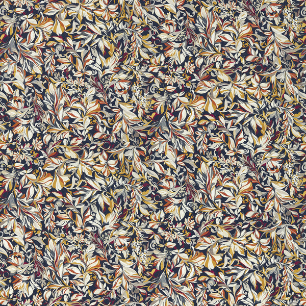 Ashbrook Velvet - Noir Black By Clarke And Clarke | Clarke & Clarke Ferndene | Botanical & Floral Upholstery Print