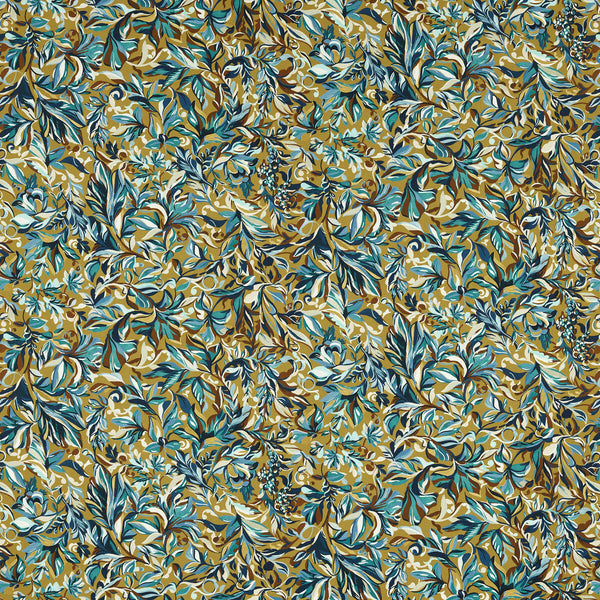 Ashbrook Velvet - Ochre Gold By Clarke And Clarke | Clarke & Clarke Ferndene | Botanical & Floral Upholstery Print
