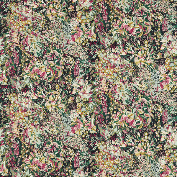 Aubrey - Eau De Nil Black By Clarke And Clarke | Clarke & Clarke Ferndene | Botanical & Floral Multipurpose Print